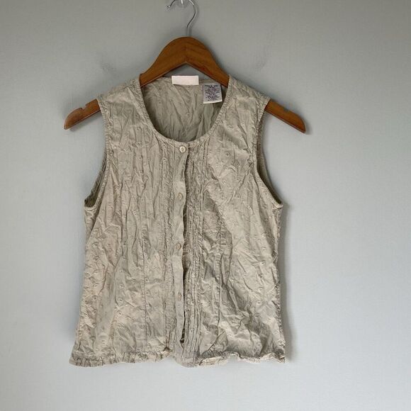 Faded Glory Tops - Faded Glory Vintage 1990's Embroidered Tank Cottagecore 100% Cotton Beige Size S